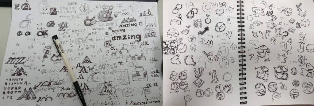 logo設計師手繪Logo草圖階段照片