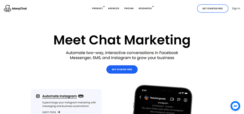 MANYCHAT的官方網站。