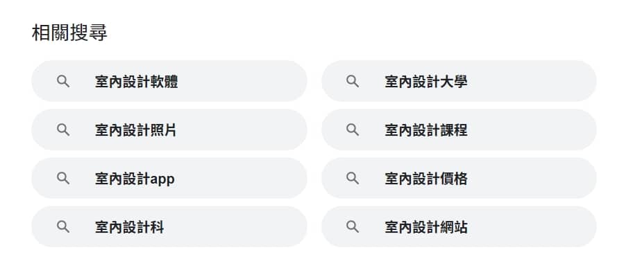 ON-PAGE-SEO 可以用關鍵字相關搜尋連結室內設計相關主題。