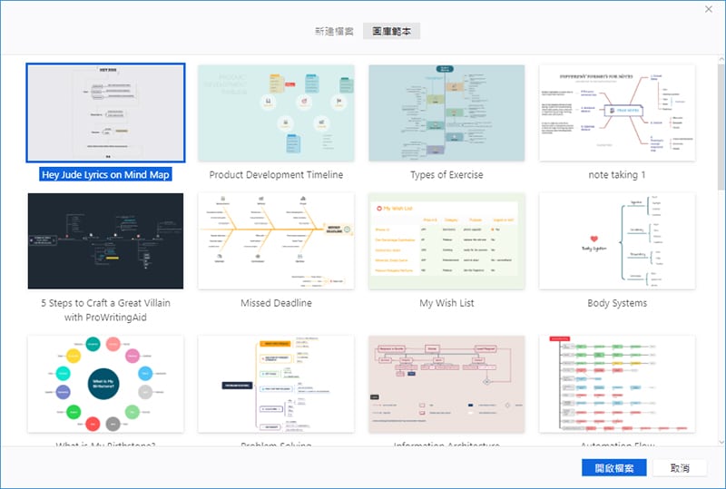 Xmind 的心智圖模板。