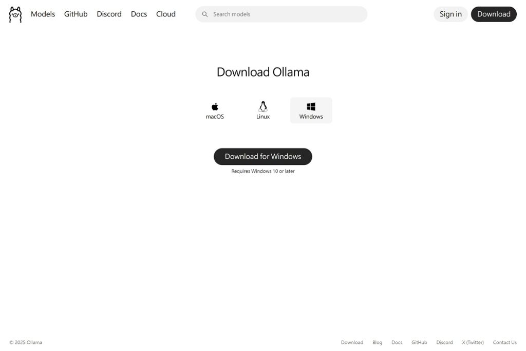 Ollama 官方網站頁面