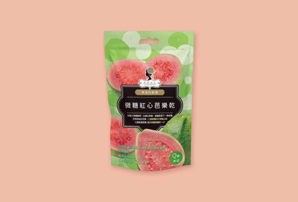 紅心芭樂乾 果乾包裝設計案例，作品集：https://www.pongo.com.tw/Portfolio/