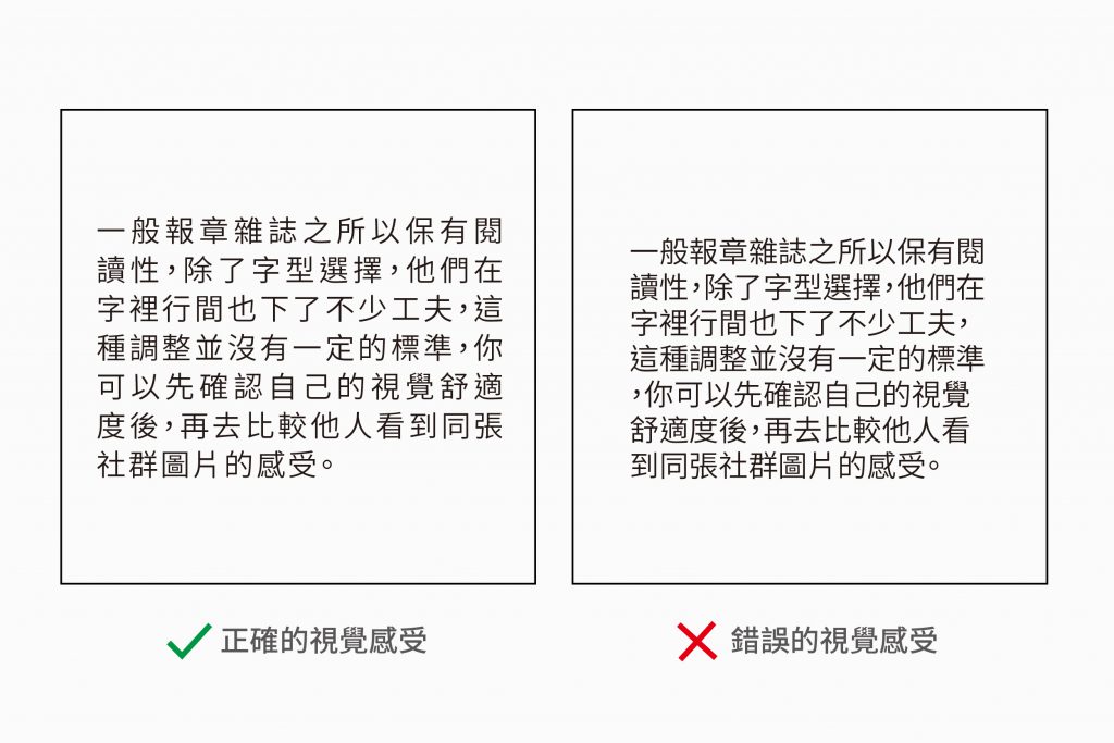 社群行銷貼文上文字的間距與行距調整。