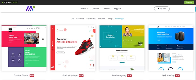 一頁式模板參考網站：Envato market
