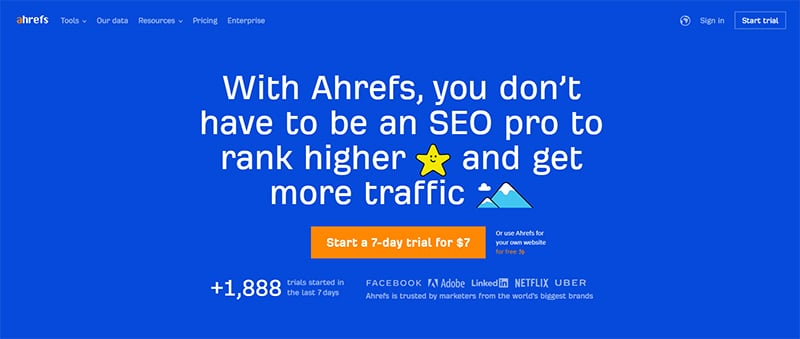 一頁式網頁的關鍵字規劃工具：Ahrefs