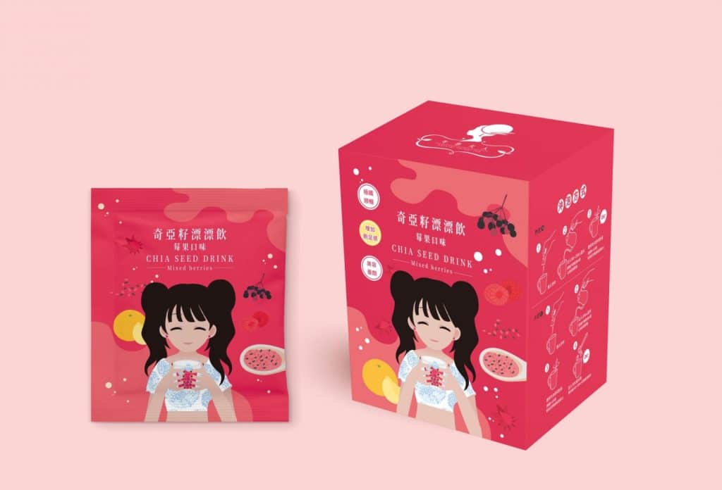 奇亞籽飄飄飲包裝設計，推薦包裝設計，高雄包裝設計推薦，外盒設計，產品設計，鋁箔包設計