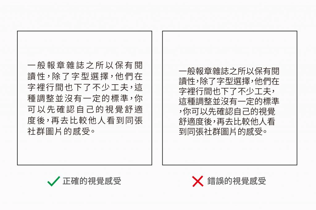 社群行銷貼文上文字的間距與行距調整。